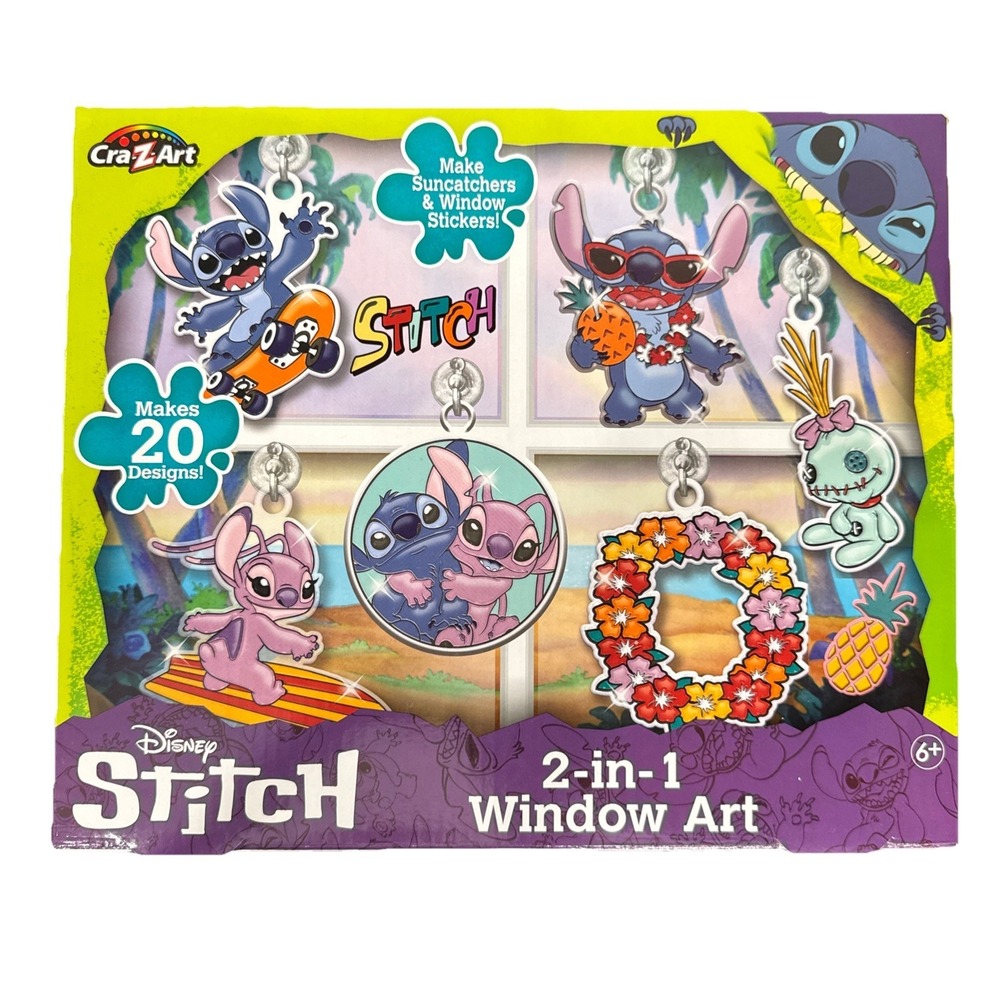 Cra-Z-Art Disney Stitch 2 in 1 Window Art Kit Makes 20 Designs Great Gift‎ NEW